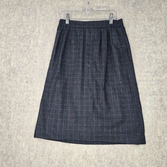 Mark Alexander Plaid Blazer Jacket & Skirt Set Gray Wool Blend Fully Lined - Picture 10 of 16